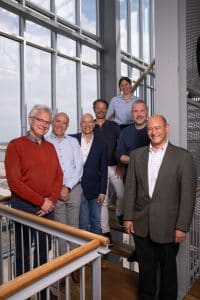Enkele Deep-tech medewerkers Vlnr: Martijn Dekker, Matthijs Mollema, Mike Krames, Pieter Six, Marie Anne van de Haar, Martijn van Rheenen, Bill Cohen.